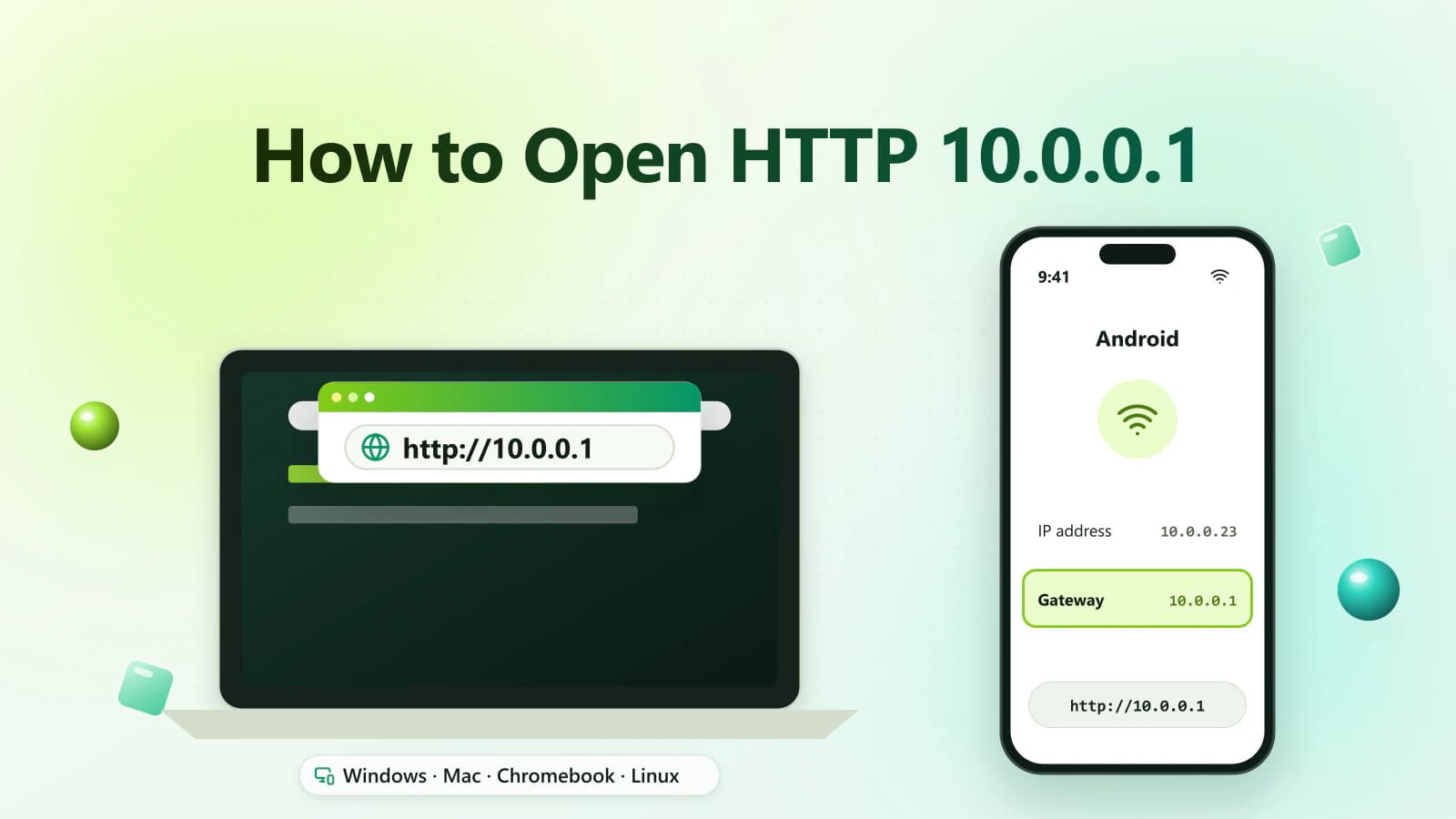 Phone and laptop used to open HTTP 10.0.0.1 and reach the router login page