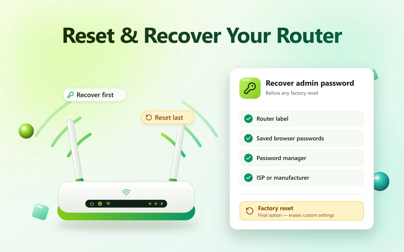 How to reset a router and recover the admin password How to reset a router: the reset button next to an admin password recovery screen